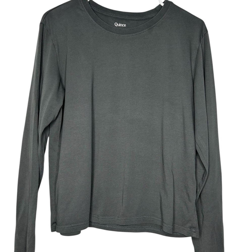 Quince Women’s Size Small Charcoal Long Sleeve Tee Minimalist Casual Soft